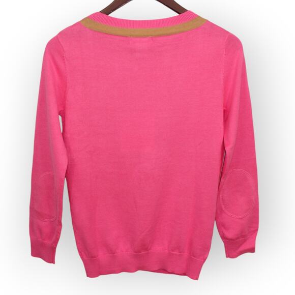 BOAST Women (S) Sweater 3/4-Sleeve BoatNeck Cotton LeafLogo Buttons Patchwork - Picture 11 of 13